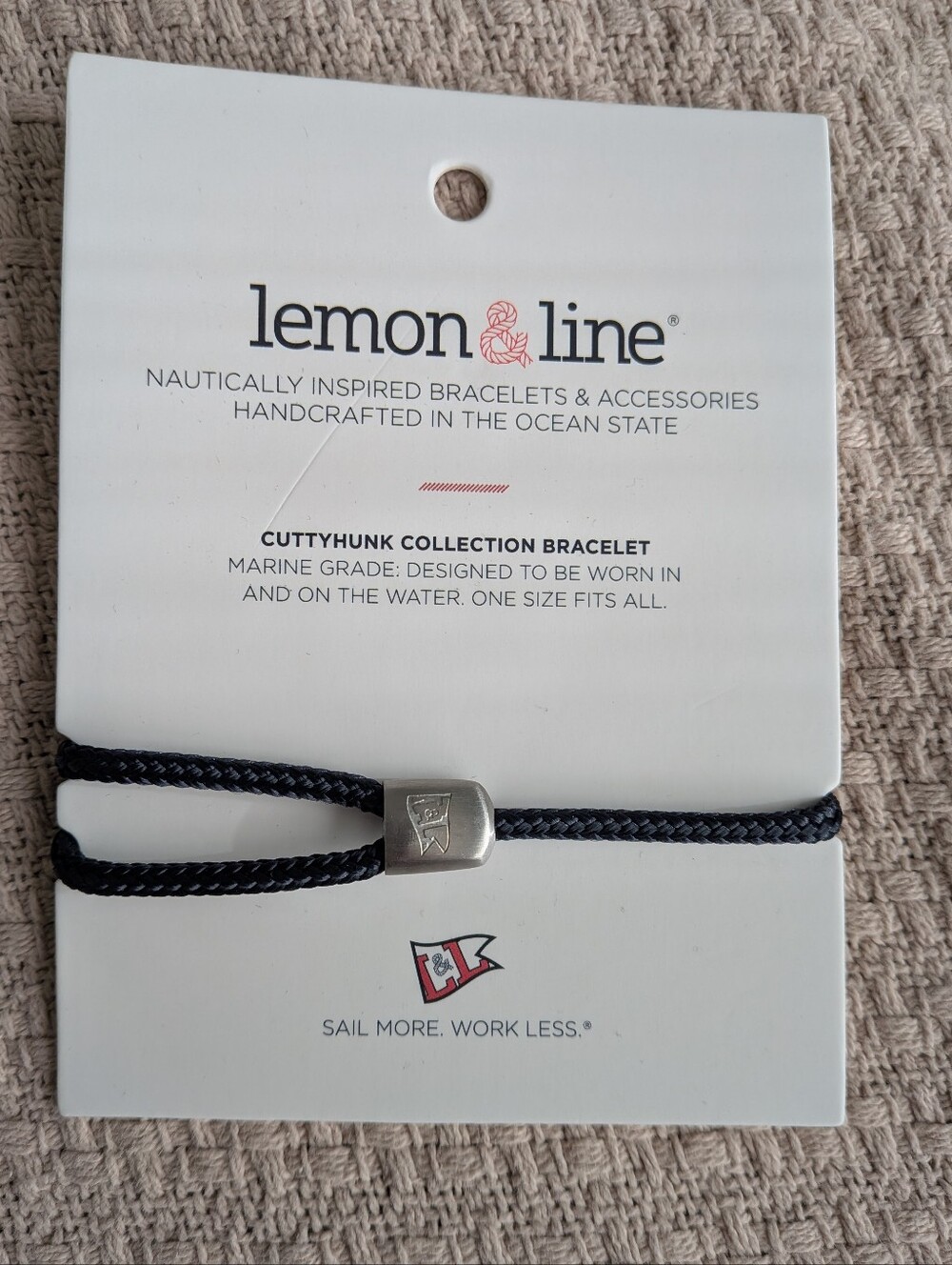 NWT Lemon & Nine Cuttyhunk Black Rope Bracelet- Sailing, Nautical